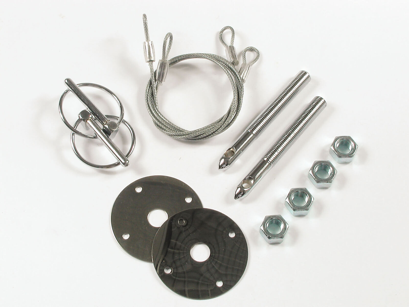 Hood Pin, Competition Torsion Clip Style with 24 in. Lanyards, Kit