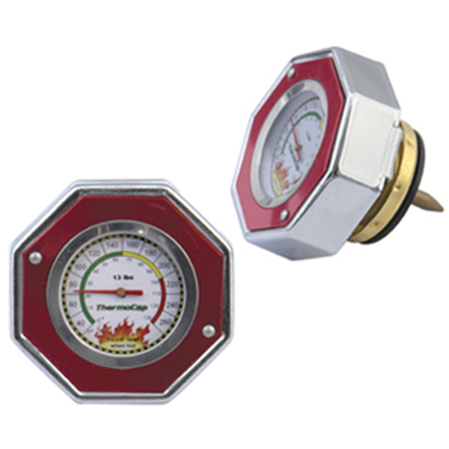 Radiator Cap/Gauge Thermocap Aluminium Red Anodized Plain 13 psi 30-270 Degrees F Each