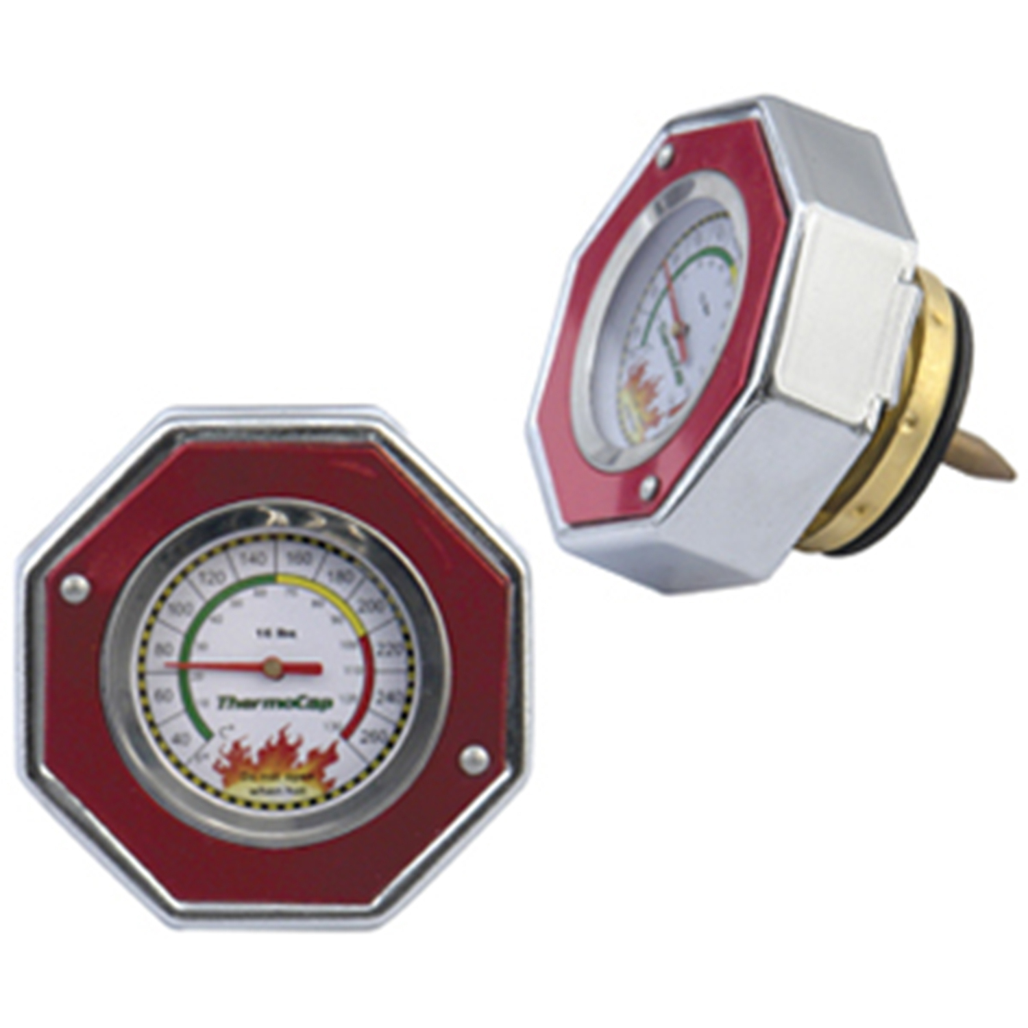 Radiator Cap/Gauge Thermocap Aluminium Red Anodized Plain 16 psi 30-270 Degrees F Each