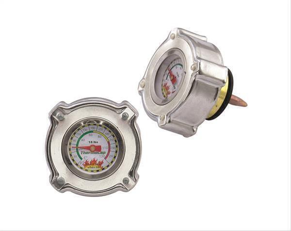 Radiator Cap/Gauge Thermocap Aluminium Silver Anodized Plain 16 psi 30-270 Degrees F Each