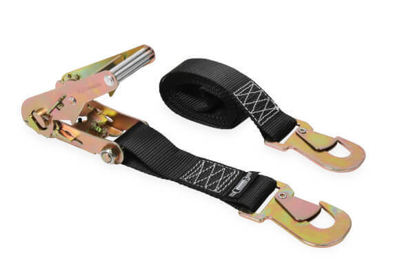 Tie-Down, Strap, Ratchet, 2 in. Width, 8 ft. Length, Heavy Duty, Steel, Webbing, 5000lbs Capacity, Black