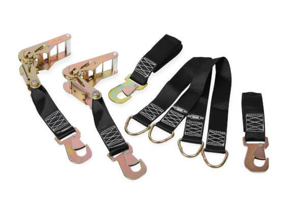 Tie-Down, Strap, Ratchet and Axle, Steel, Webbing, 5000lbs Capacity, Black