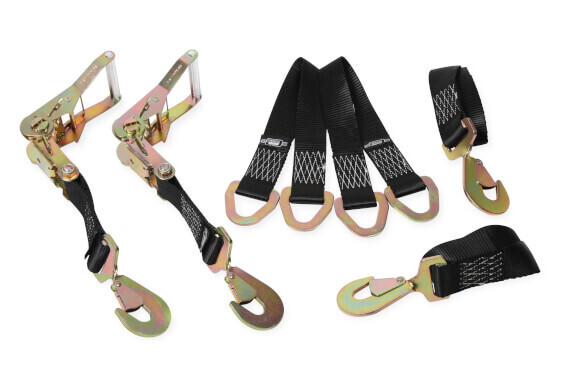 Tie-Down, Strap, Ratchet and Axle, Steel, Webbing, 10000lbs Capacity, Black