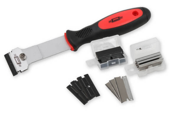 Scraper, Plastic Blades, Metal Blades, Rubber Handle, 1.5 in. Blade Width, 9 in. Overall Length, Each