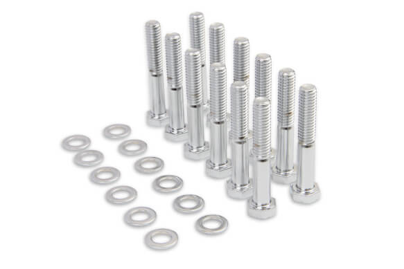 Bolts, Intake Manifold, Steel, Chrome, Ford 221, 260, 289, 302, 351W, Small Block, Grade 5, Set of 12