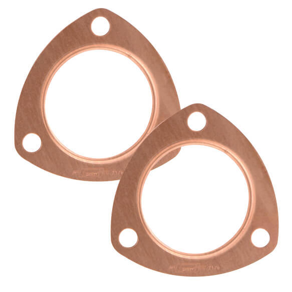 Collector Gaskets, Copper Seal, 0.043 in. Thick, 3-Bolt, 2.5 in. Diameter, Round Header, Pair
