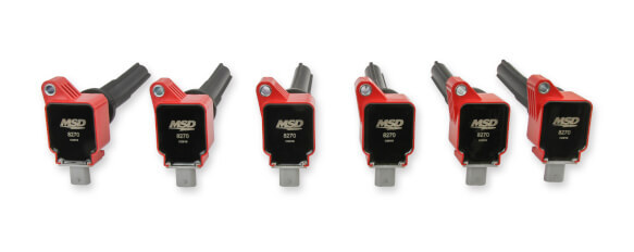 MSD Ignition Coil, Blaster OEM, Coil Pack, Epoxy, Female/Socket, Red, Rectangular, For Ford, Set of 6