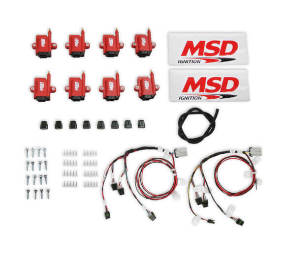 MSD Ignition Coil, Smart Coil, Coil Pack, Epoxy, Female/Socket, Red, Square, Kit