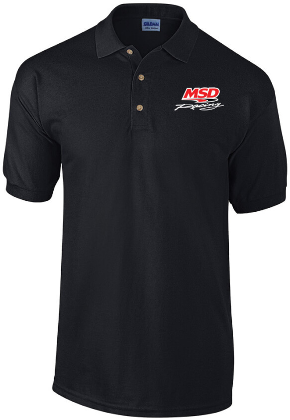 Polo Shirt, Short Sleeve, MSD Racing, Cotton, Pique Knit, XL, Black, Each