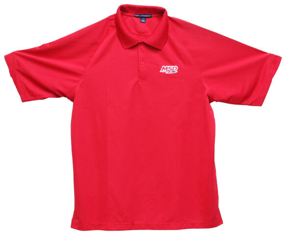 Polo Shirt, Short Sleeve, MSD Racing, Polyster, Coolplus Wicking, 2XL, Red, Each