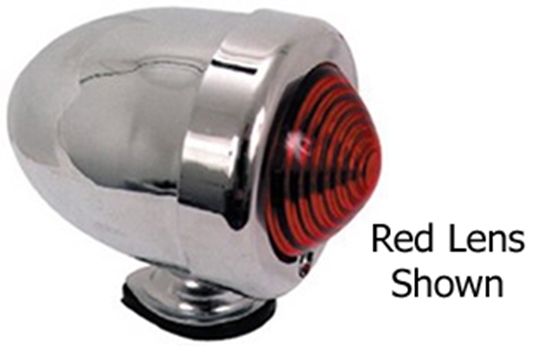 BULLET MARKER LIGHT AMBER LENS SINGLE FILAMENT 12 VOLT CHROME PLATED