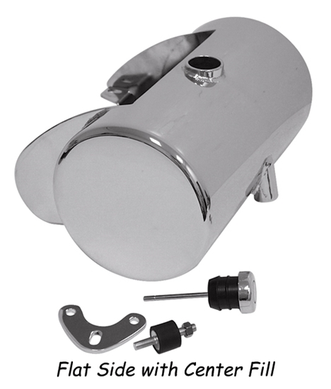3.5 Qt Custom Round Oil Tank Any Frm W/St Style Mt, Raw Stl Center Fill With Battery Box