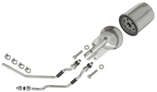 Oil Filter Mounting Kit, Chrome Big Twin Evolution 1992/1999 Includes Chrome Plated Metal Oil Lines