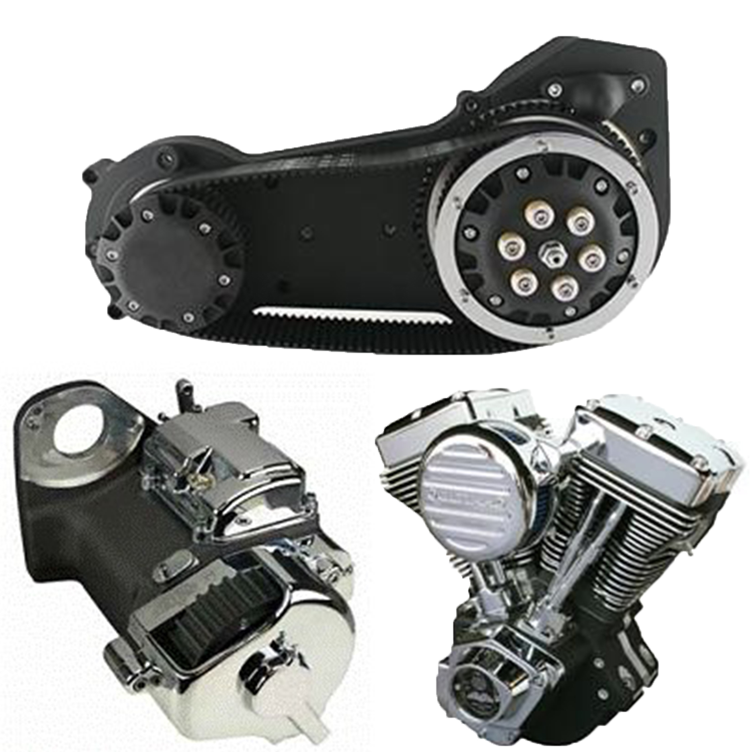 Engine Drive Line Kit For harley Black n Chrome 127” Engine, 2” Belt Drive blk, 6 Speed RSD Transmission Blk 'Hydraulic Type'