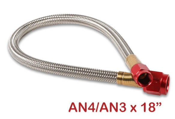 Stainless Steel Braided Hose, -3AN/-4AN, 18in. , Red