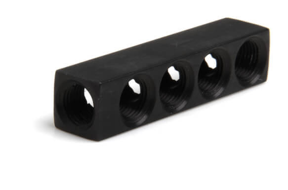 Distribution Block, Nitrous Oxide, Rectangle, Billet Aluminum, Black Anodized, Single Inlet/Eight Outlets,Each
