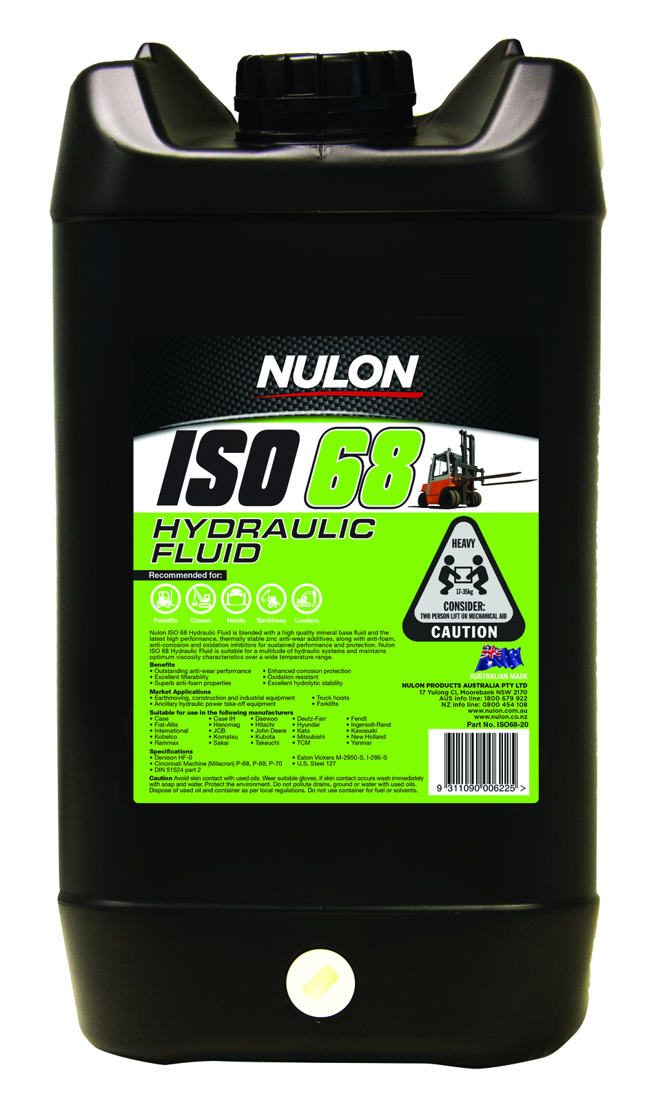 NULON ISO 68 Hydraulic Fluid 20L, Each