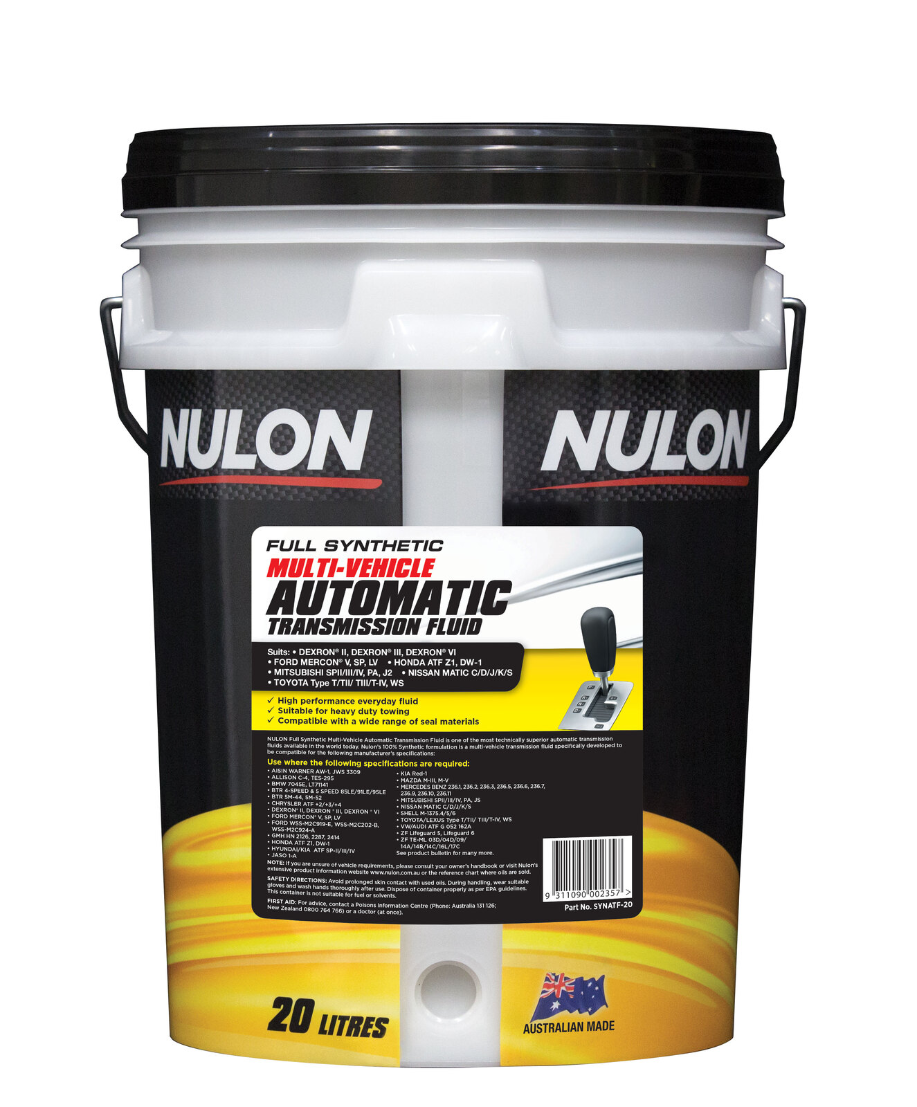 NULON 100% Synthetic Auto Tran Fluid Bucket, Each