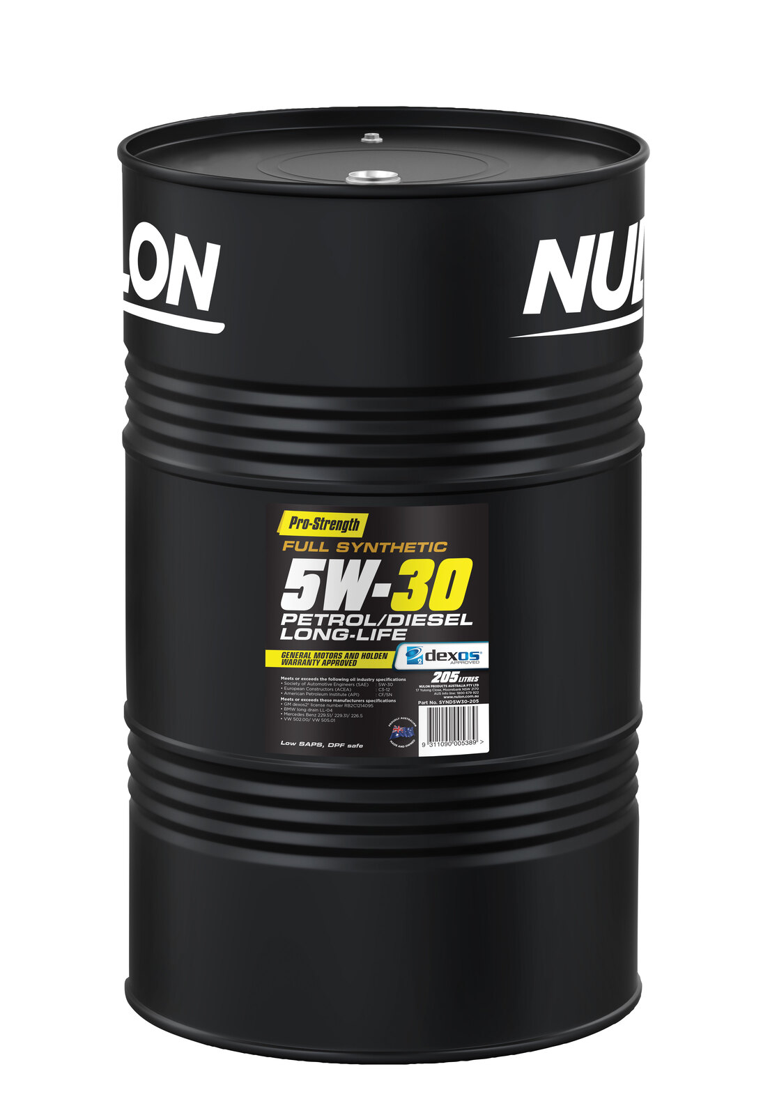 NULON Full Synthetic Diesel Long Life Engine Oil 205L Drum, Each
