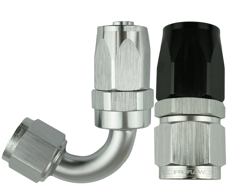 180 DEG HOSE END -06 BLACK/SILVER