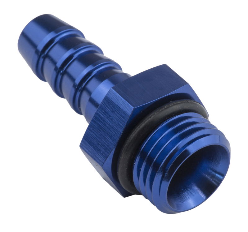 Proflow Fitting adaptor AN 8 Male Hose End To 5/8in. Barb, Blue