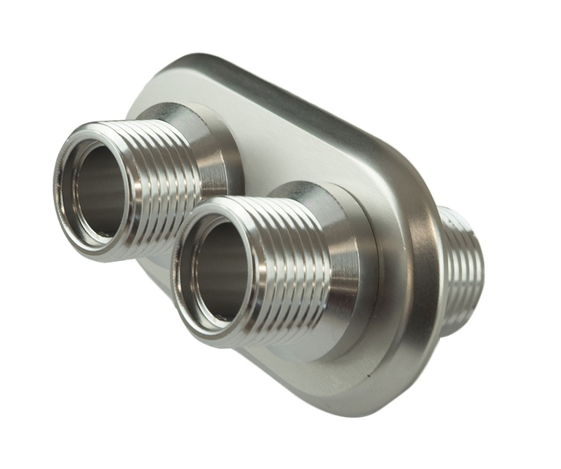 Firewall Bulkhead Aluminium 2 Port #10, #10 Inline, Polished