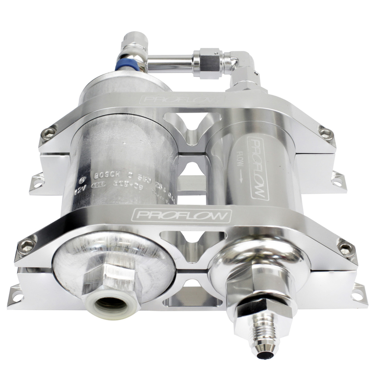 Billet Bracket Fuel Filter AN10 Silver -06AN Adapt w/044 Bosch Pump