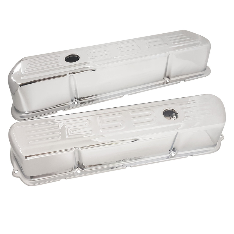 Valve Covers Steel, Tall, Chrome Holden Commodore, 253 Logo, Pair