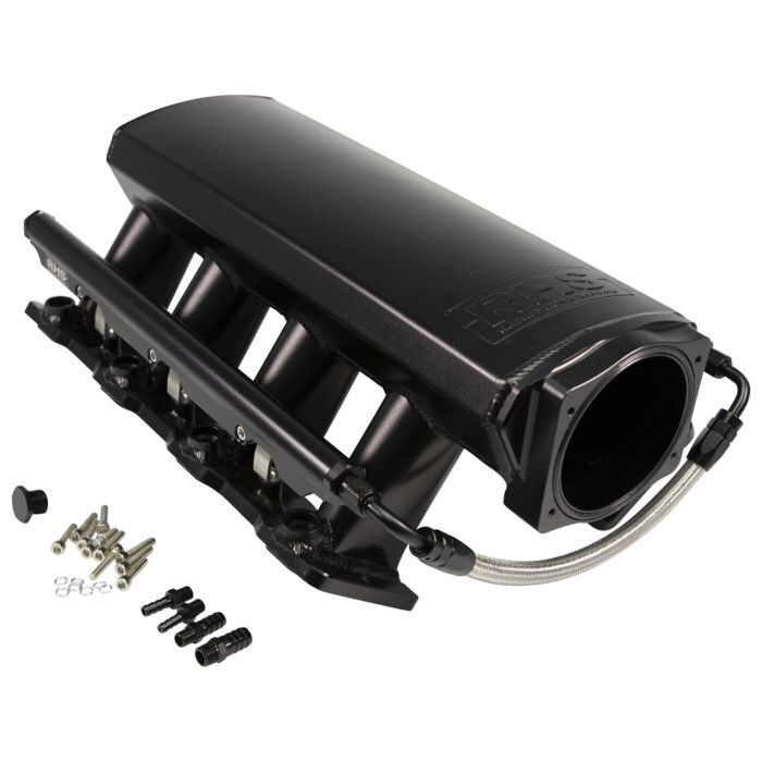 Intake Manifold, Fabricated, Aluminum, Black Anodized, Cathedral Port