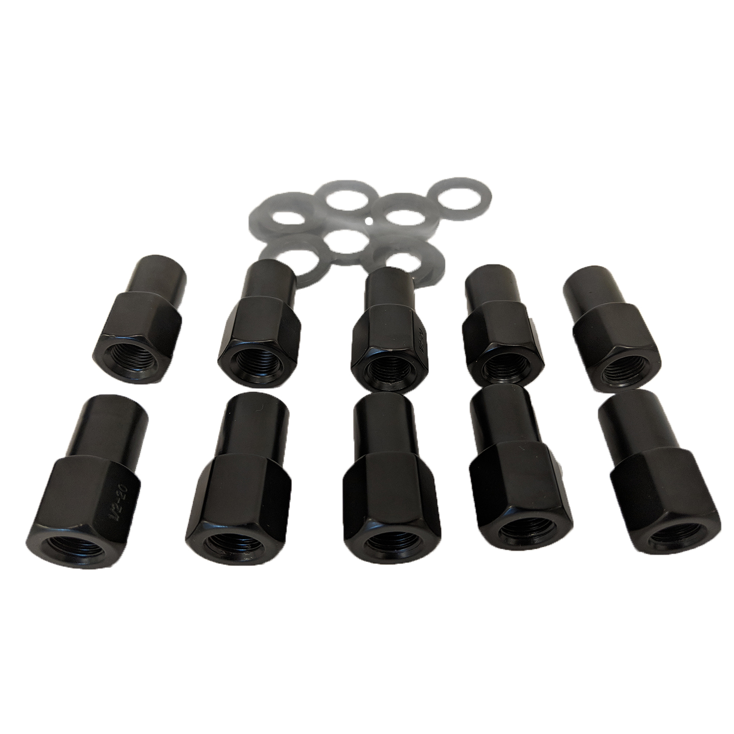 Wheel Nut & washer kit 1/2', .800 shank OPEN HEAD for #002 Streetpro Ford - Black 10pc