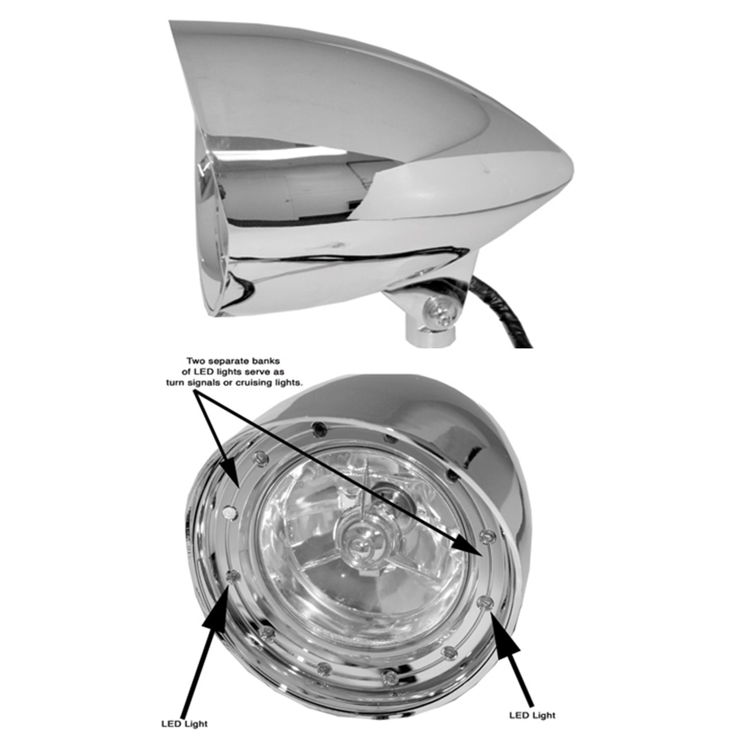 5-3/4 Mighty Magnum Chrome Headlight with built in Turn Signals