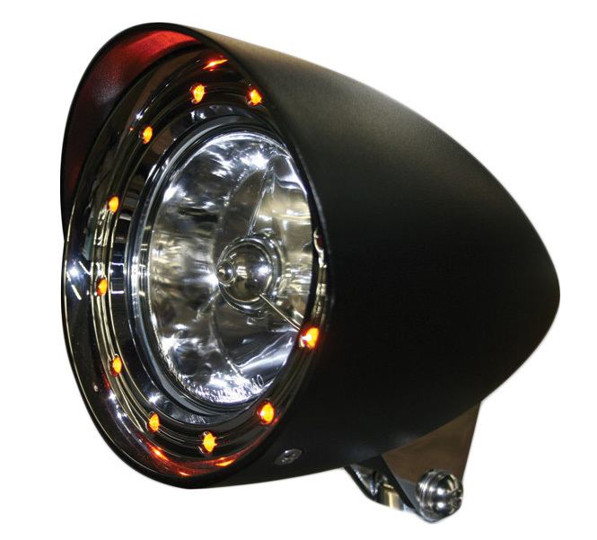 5-3/4 Mighty Magnum Black Headlight with built in Turn Signals