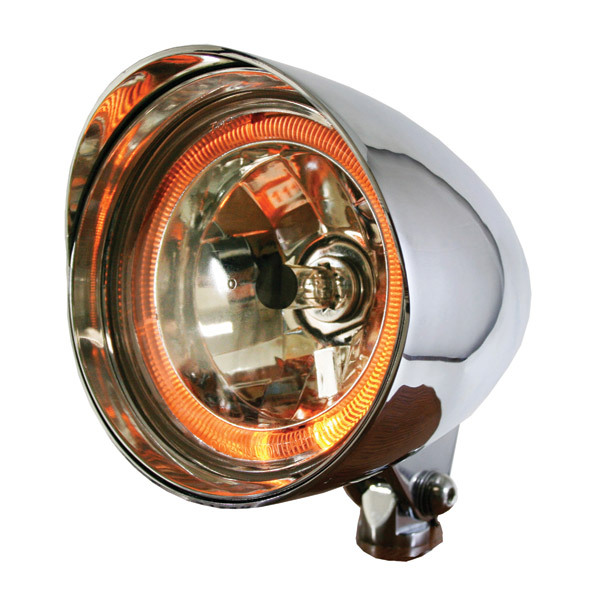 5-3/4 Flamethrower Max Chrome Headlight with Amber Halo