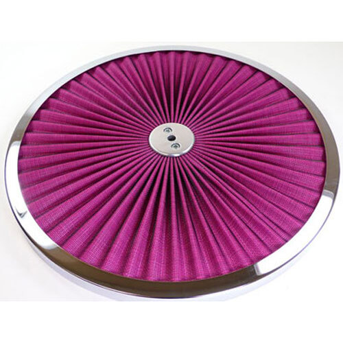 14" "SUPER-FLOW" AIR CLEANER TOP CHROME/RED MESH
