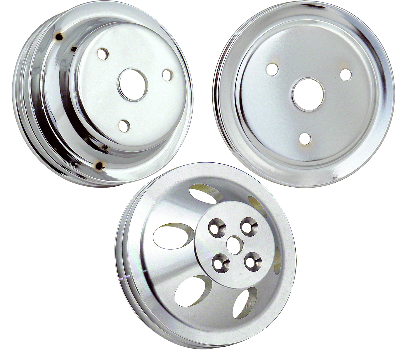 SB FORD CRANK PULLEY TRIPLE GROOVE -CHROME - RPC