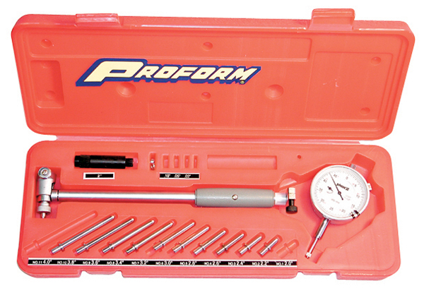 Dial Bore Gauge, Dial Indicator, 2 to 6 in. Bore Range, Extendable Handle, Plastic Storage Case, Kit