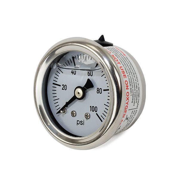 0-100 Psi Liquid Filled Fuel Pressure Gauge, 1/8 Npt, 1.5in. Diameter
