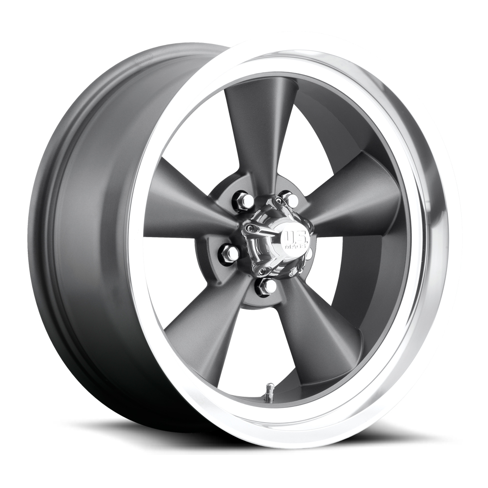 US Mags Wheel, Standard, U102, 15x7 Size, 5x4.75 Bolt Pattern, 3.75 Backspace, 72.6 Bore, Textured Gray W/ Diamond Cut Lip, Each