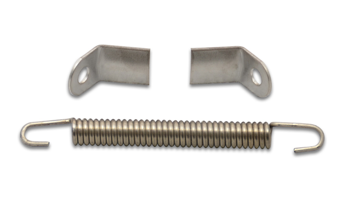 Exhaust Collector Lock Tabs, Weld-On, 2 Stainless Steel weld tabs, 1 Spring, kit