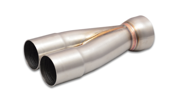 Exhaust Collector, Merge, 2-into-1, 1.75 in. Inlet Slipover I.D., 2.25 in. Transition Outlet O.D., 8.00 in. long, 304 Stainless Steel, each