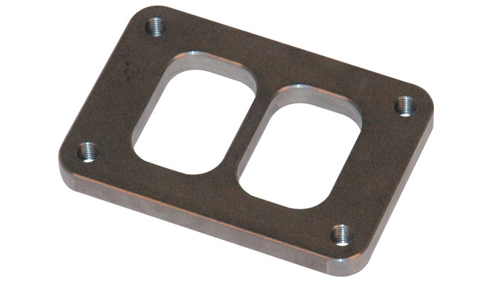 Turbocharger INLET Flange, 4-Bolt, fits Garrett GT3788, all GT/GTX 40R / 42R / 45R with Divided Turbine Inlets and all T4 Divided Turbine Inlets, Stee