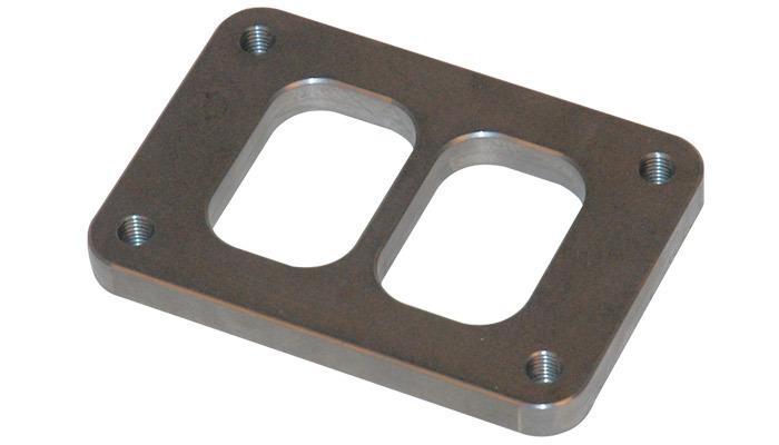 Turbocharger INLET Flange, 4-Bolt, fits Garrett GT/GTX42 with T6 Divided Turbine Inlet, 304 Stainless Steel, Natural, each