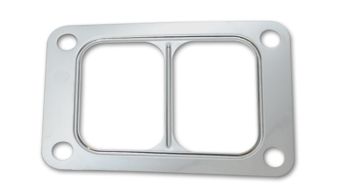 Turbo Flange Gasket, Turbine INLET, 4-Bolt, fits Garrett GT/GTX42 with T6 Divided Turbine Inlet, Stainless Steel, Natural, each