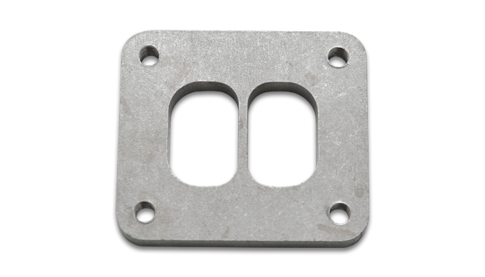 Turbocharger INLET Flange, 4-Bolt, fits Borg Warner S-Series Turbines with Divided T4 Inlet, Mild Steel, Natural, each