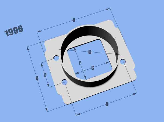 Adapter Plate, MAF Sensor, 3.00 in. Inlet I.D., Toyota applications, Bosch MAF sensors, Aluminum, Natural, each
