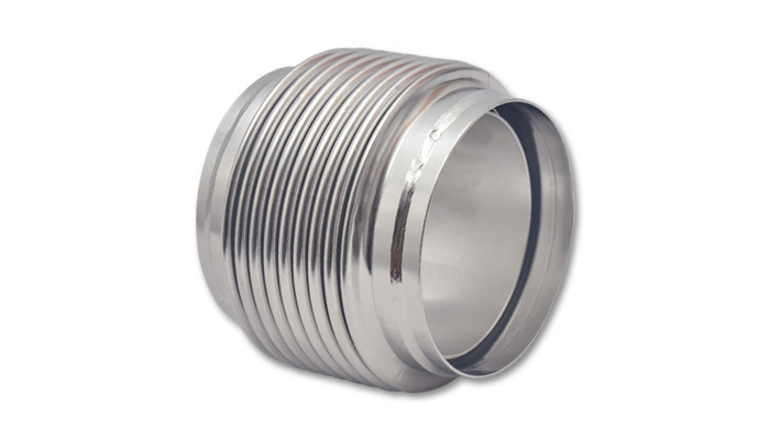 Exhaust Bellows Assembly, Directional Flow Solid Liner, 4.00 in. diameter inlet, 4.00 in. diameter outlet, 4.00 in. Long, 304 Stainless Steel, Electro