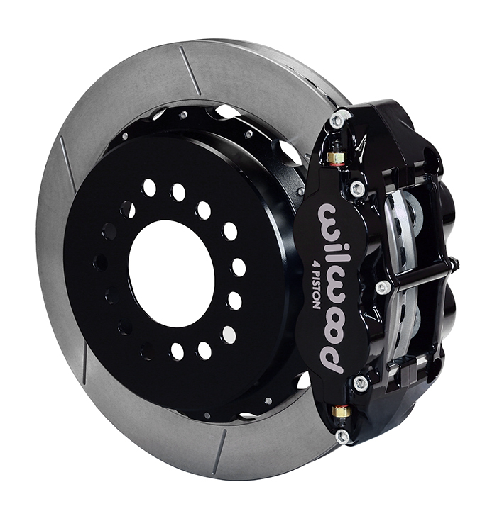 Brake Conversion 4R Rear Slotted Rotors 4-Piston Black Caliper Mopar 8.75 9.75 Dana 60 Kit