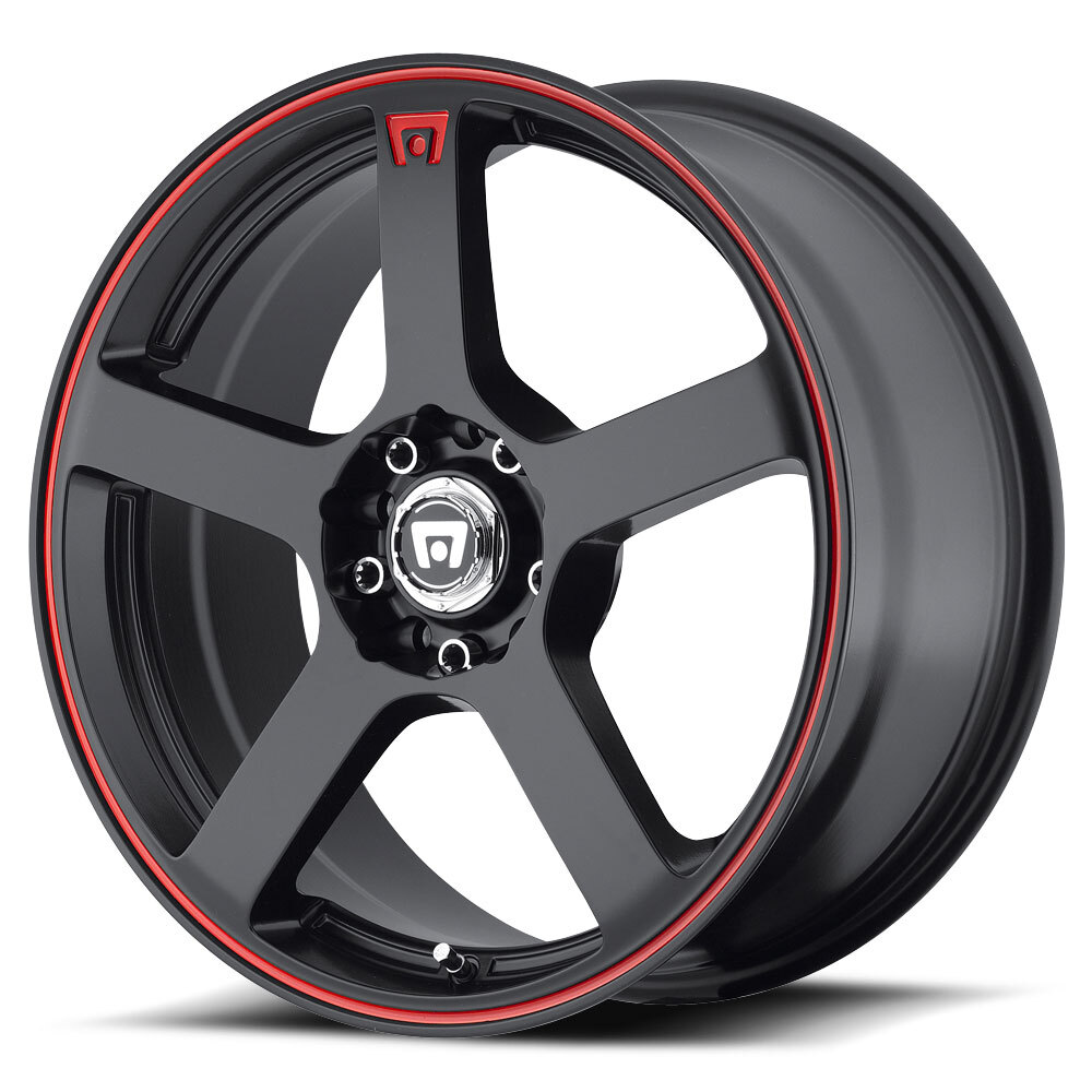 Wheel,MR116 15X6.5 4X100/4.25 M-BLK/RED +40MM,FULL PAINT W/STRIPE