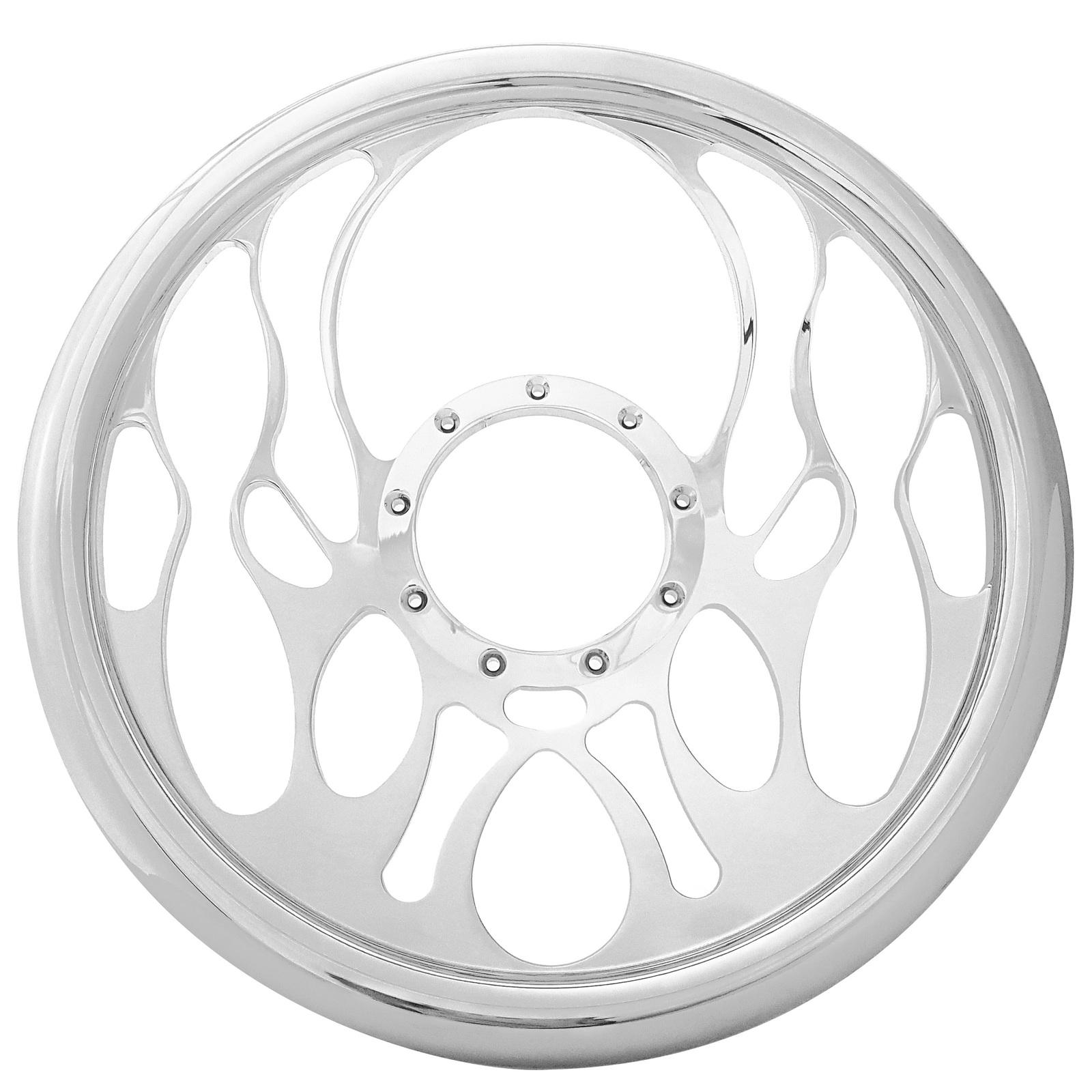 14' Aluminum Machined Steering Wheel (Chrome One Piece) - New Flame