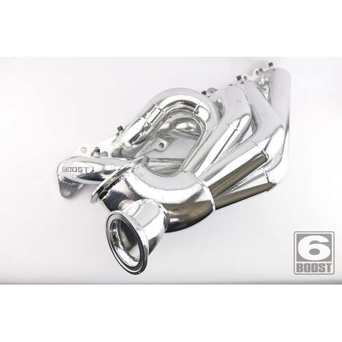 6Boost Exhaust Manifold, for Nissan TB48, Forward Position Pro Mod V-band (Large Frame Pro Mod/60 "FPPM" Single 60mm Wastegate Port - Large Runner